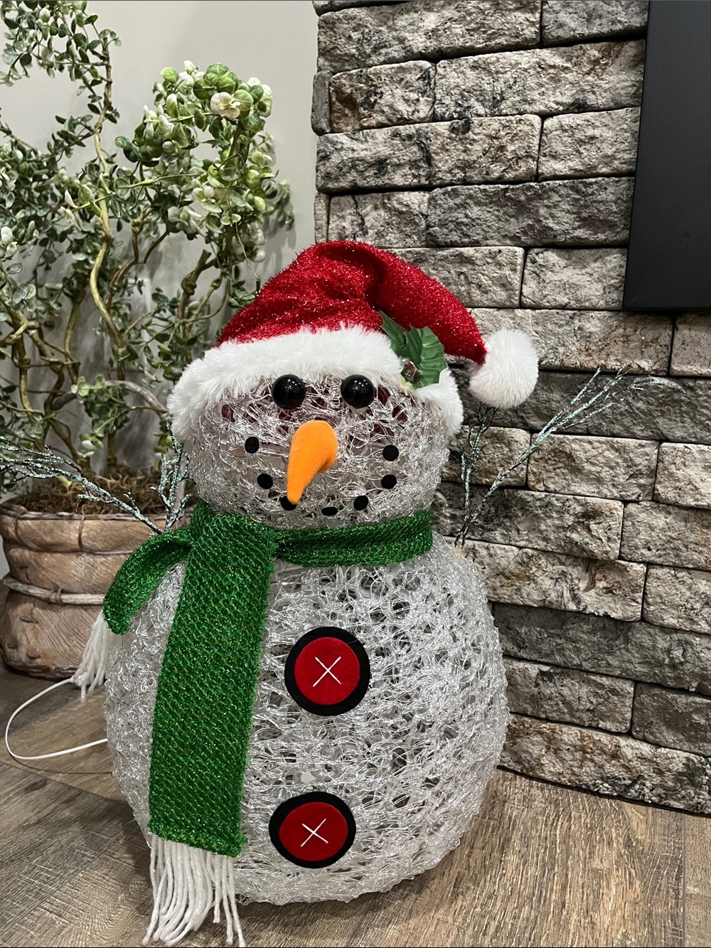 Prelit Spun Acrylic LED lighted Snowman 18” tall ~ NWOT